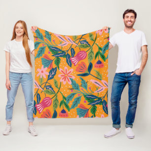 Moderne tropische Blumengestaltung Fleecedecke