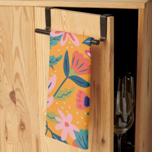 Moderne tropische Blumenmuster Geschirrtuch