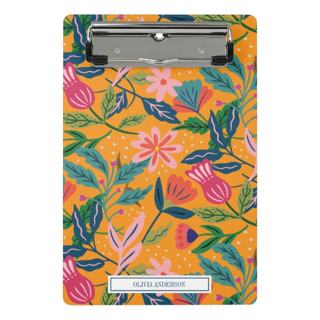 Moderne tropische Blumenmuster Mini Klemmbrett (Vorderseite)