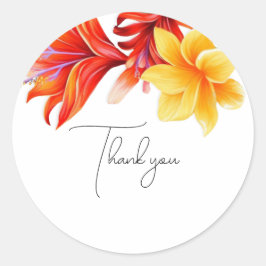 Moderne tropische Blüte gefaltet Runder Aufkleber