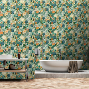 Moderne tropische botanische Blätter Badezimmer Tapete