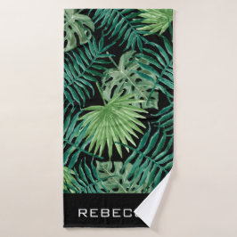 Moderne tropische botanische Palmen Blätter Strand Badehandtuch