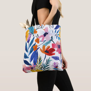 Moderne tropische botanische Wildblumenmuster Weiß