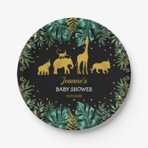Moderne tropische Dschungel-Safari-Babyparty Pappteller