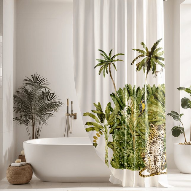 Moderne tropische Dschungelpalmen Duschvorhang (Von Creator hochgeladen)