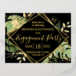 Moderne Tropische Engagement Partei Einladung Gold