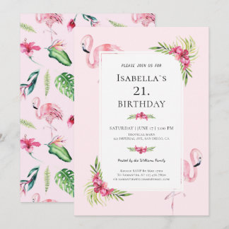 Moderne Tropische Flamingo Geburtstagsparty Einladung