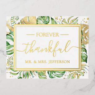Moderne Tropische Hochzeit Herr & Frau Danke Folie Einladungspostkarte