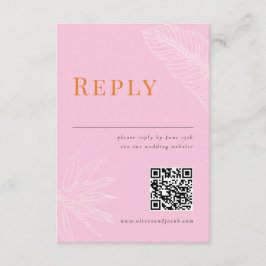 Moderne Tropische Hochzeitskarte mit QR-Code RSVP Karte