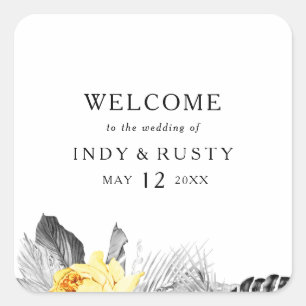 Moderne Tropische Hochzeitsplattform Quadratischer Aufkleber