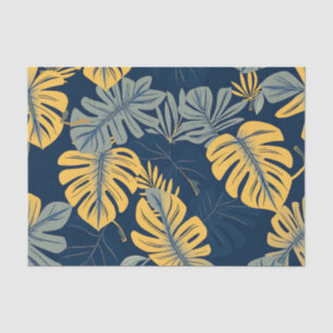 Moderne tropische Monstera-Blatt Navy Gold Dschung Seidenpapier
