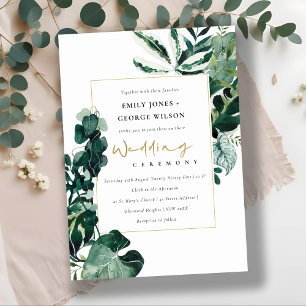 MODERNE TROPISCHE MONSTERA FOLIAGE WEDING INVITE DANKESKARTE