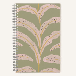 Moderne tropische Palmblattmuster-Salbei-Rosé  Notizbuch