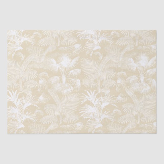 Moderne tropische Palmen Weiße, beige Creme Seidenpapier (Vorderseite)