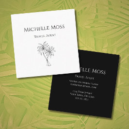 Moderne tropische Palmen Zeichnend Minimalistisch Quadratische Visitenkarte