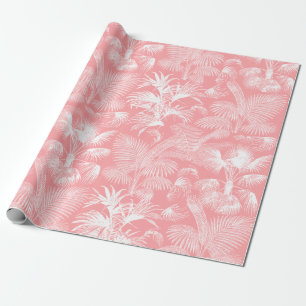 Moderne tropische Palmenbäume weiß rosa Geschenkpapier