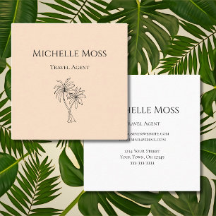 Moderne tropische Palmenblätter Zeichnend Quadratische Visitenkarte