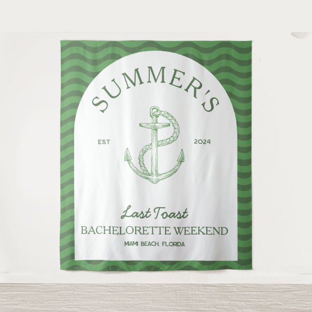 Moderne tropische Retro Bachelorette Wandteppich (Vorderseite)