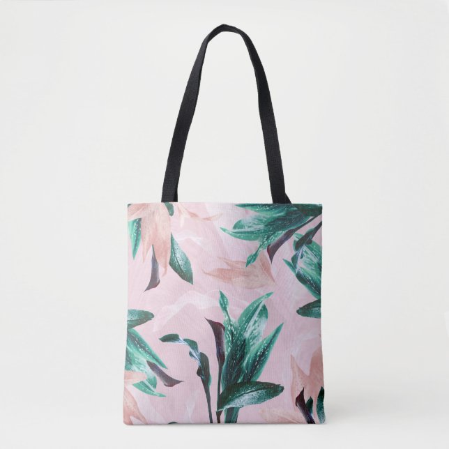 Moderne tropische Rosa Grüne Blüte (Vorderseite)