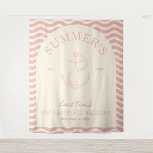 Moderne tropische Rosa Retro Bachelorette Wandteppich