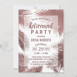 Moderne tropische Rose Gold Palm Beach Retirement Einladung