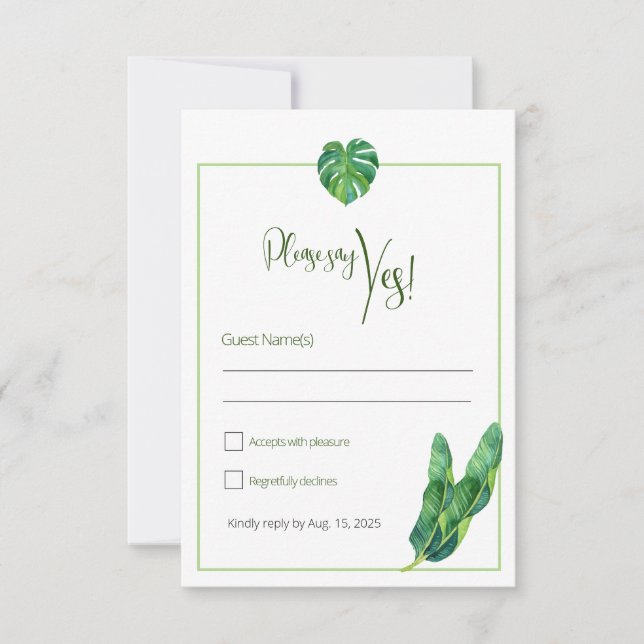 Moderne tropische RSVP karte (Vorderseite)
