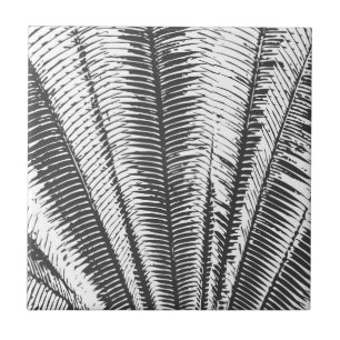 Moderne tropische Schwarzweiss-Palmwedel Fliese