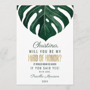 Moderne tropische Schweizer Käse-GoldTrauzeugin Einladung