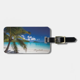 Moderne tropische Strand, Palme, Sand Gepäckanhänger