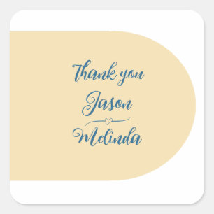 Moderne tropische Strandküsten-Hochzeit Quadratischer Aufkleber