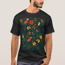 Moderne tropische Vögel mit Blume T-Shirt