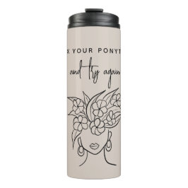 Moderne Try Again Frau mit Pflanze Personalisiert Thermosbecher