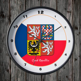 Moderne tschechische Flaggenuhr, Tschechische Repu Runde Wanduhr