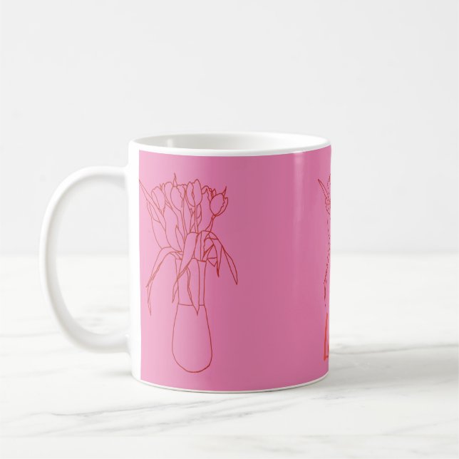 Moderne Tulip Line Original Illustration für sie Kaffeetasse (Links)