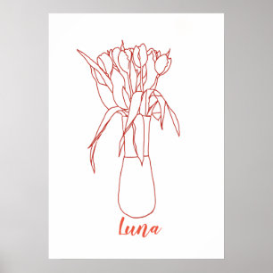 Moderne Tulip Line Original Illustration für sie Poster