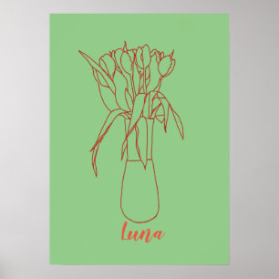 Moderne Tulip Line Original Illustration für sie Poster
