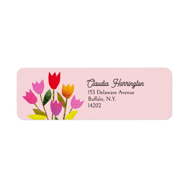 Moderne Tulip Pastel Pink-Rücksendeadresse des Mit (Vorne)