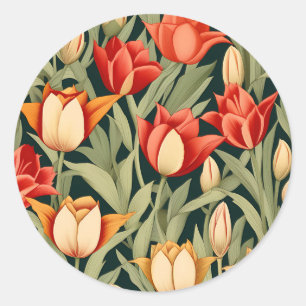 Moderne Tulips floral Runder Aufkleber