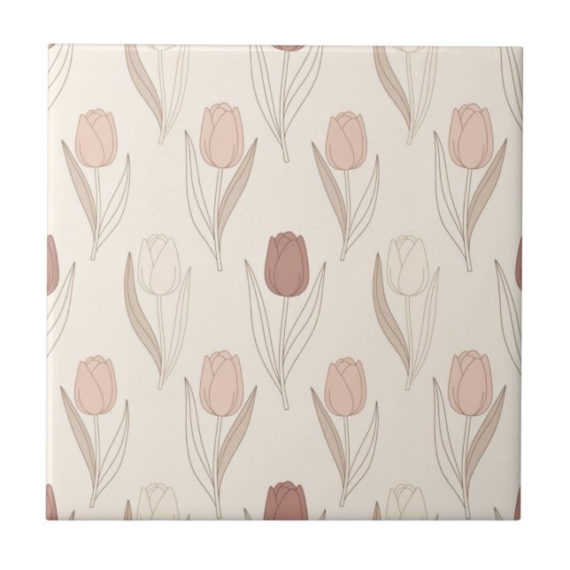 Moderne Tulpen-Blumenmuster Fliese (Vorderseite)