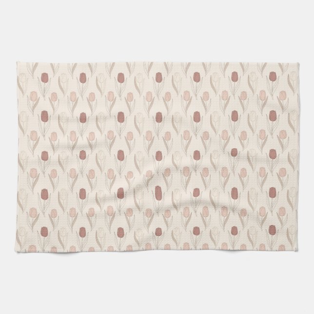 Moderne Tulpen-Blumenmuster Geschirrtuch (Horizontal)