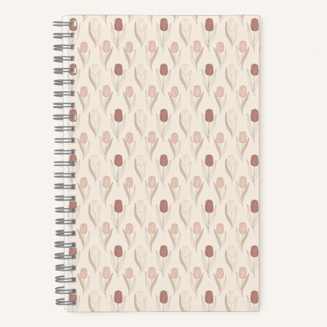 Moderne Tulpen-Blumenmuster Notizbuch (Vorderseite)