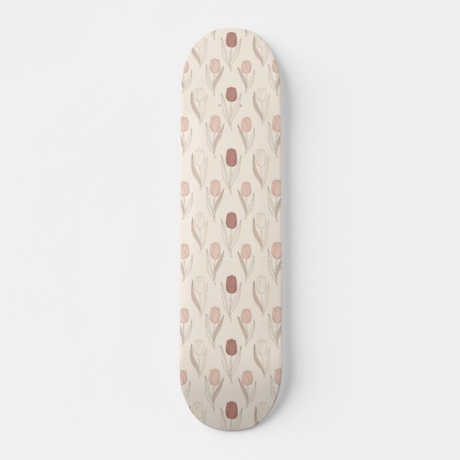 Moderne Tulpen-Blumenmuster Skateboard (Vorne)