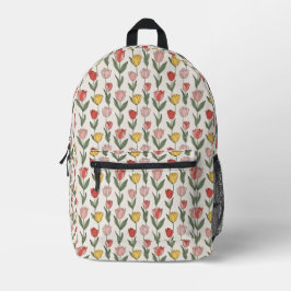 Moderne Tulpen-Blumenmuster weiche Botanik Frühlin Bedruckter Rucksack