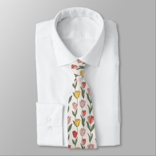 Moderne Tulpen-Blumenmuster weiche Botanik Frühlin Krawatte