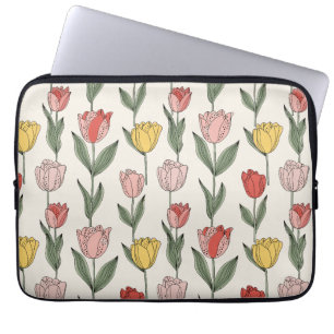 Moderne Tulpen-Blumenmuster weiche Botanik Frühlin Laptopschutzhülle