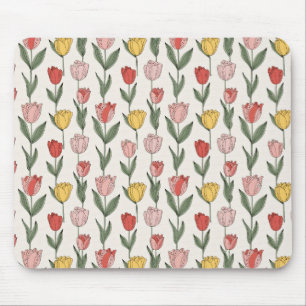 Moderne Tulpen-Blumenmuster weiche Botanik Frühlin Mousepad