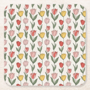 Moderne Tulpen-Blumenmuster weiche Botanik Frühlin Rechteckiger Pappuntersetzer