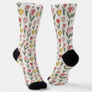 Moderne Tulpen-Blumenmuster weiche Botanik Frühlin Socken