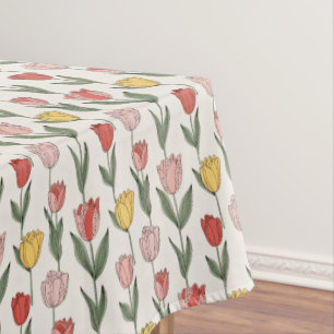 Moderne Tulpen-Blumenmuster weiche Botanik Frühlin Tischdecke