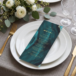 Moderne Türkis-Achat-Hochzeit Menükarte